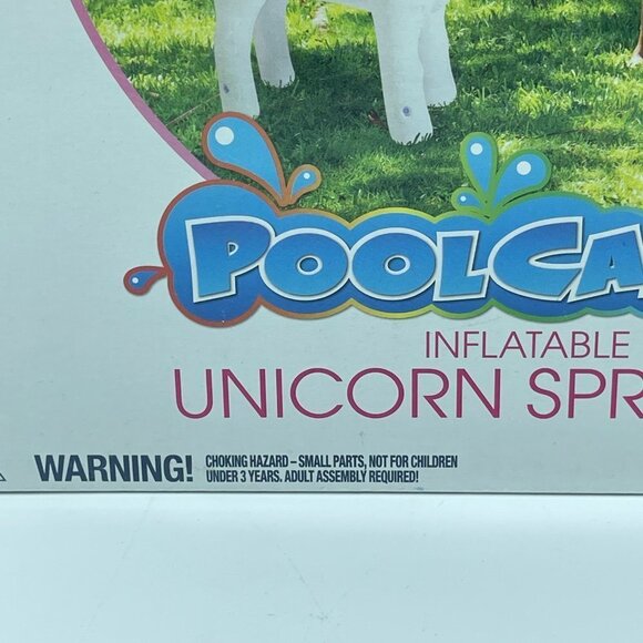 Pool Candy Inflatable Unicorn Sprinkler White Water Play 3 Feet Tall - Picture 2 of 11
